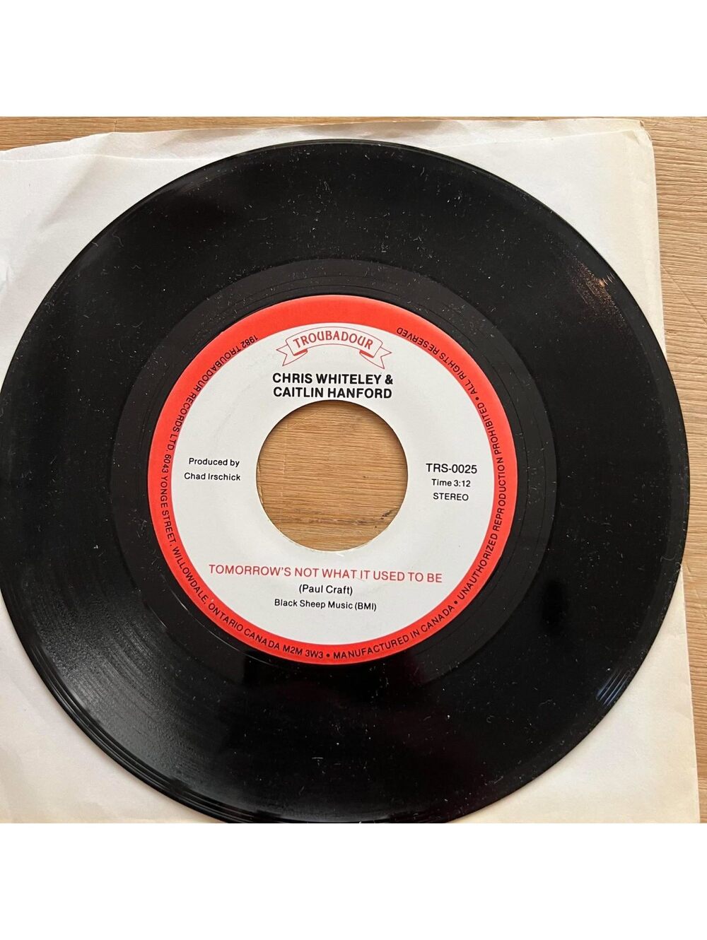 Chris Whiteley & Caitlin Hanford-Tomorrow's not what it Used to Be 45rpm VG+ R16
